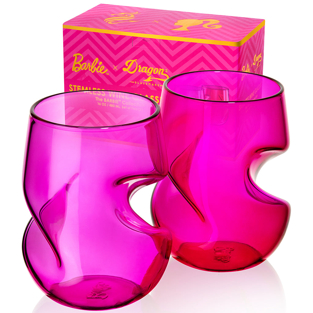 Barbie™ x Dragon Glassware® Stemless Wine Glasses