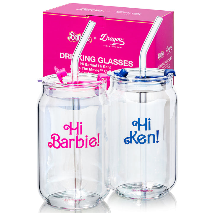 Barbie™ The Movie x Dragon Glassware® Hi Barbie! Hi Ken! Drinking Glasses