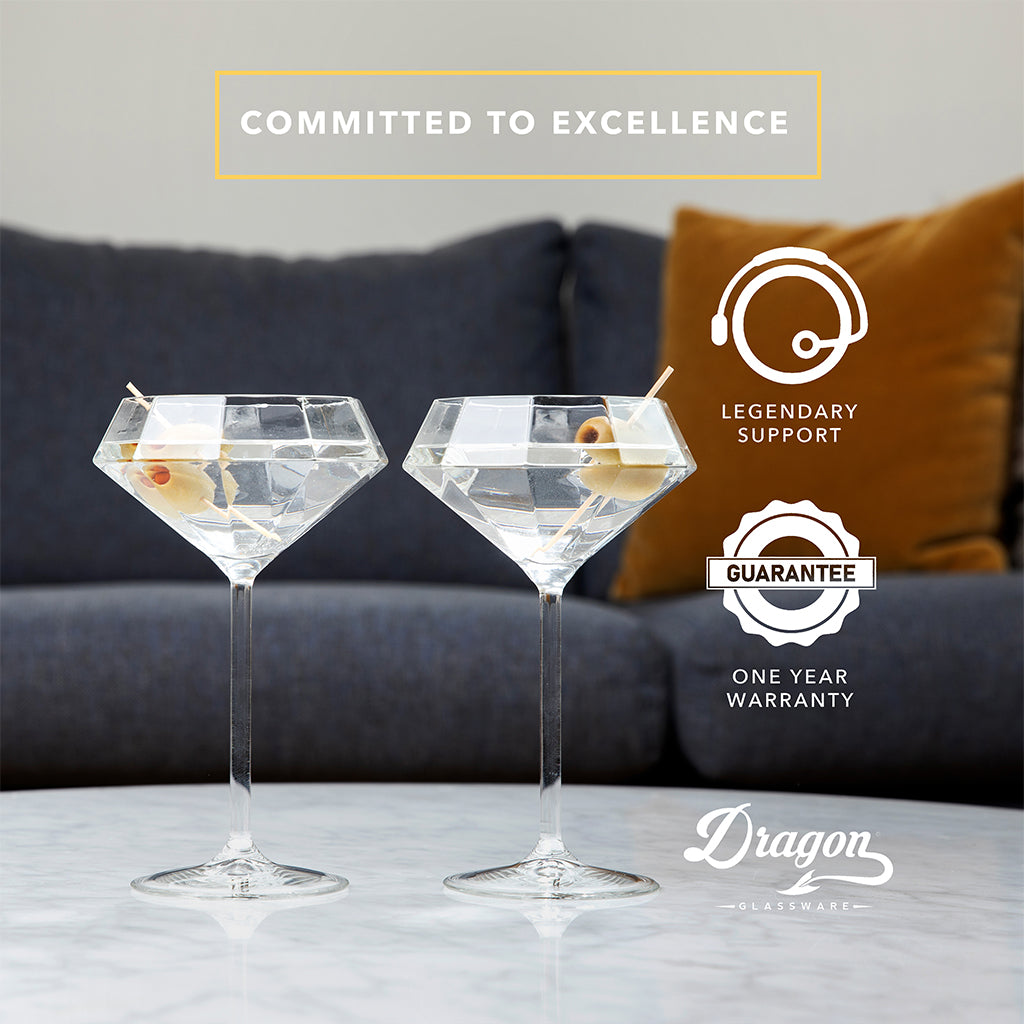 Diamond Martini Glasses | The Diamond Collection - DRAGON GLASSWARE®