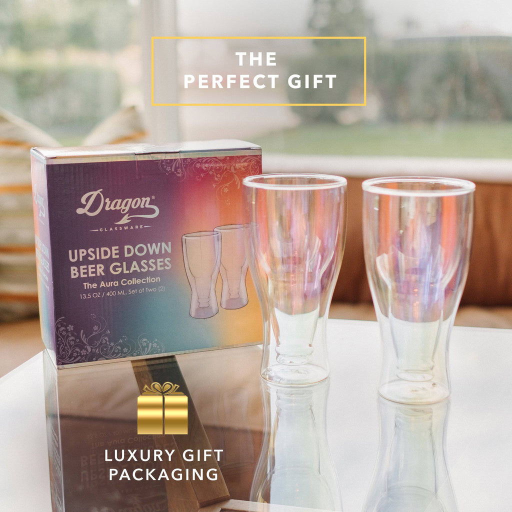 Dragon Glassware® Upside Down Beer Glasses The Aura Collection Shop Now DRAGON GLASSWARE®